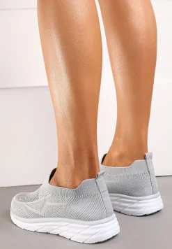 Szare Wsuwane Buty Sportowe z Elastyczną Cholewką Ifrana