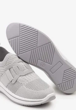 Szare Wsuwane Buty Sportowe na Niewysokim Koturnie Wianara