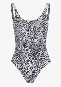 Szaro-Biały Jednoczęściowy Strój Kąpielowy z Cyrkoniami Marilaura