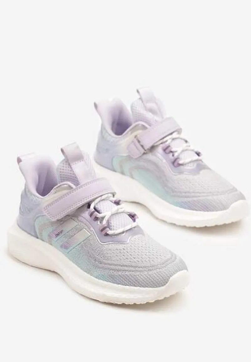 Szaro-Fioletowe Buty Sportowe Sneakersy z Ozdobnymi Paskami Neolina