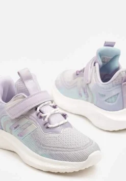 Szaro-Fioletowe Buty Sportowe Sneakersy z Ozdobnymi Paskami Neolina