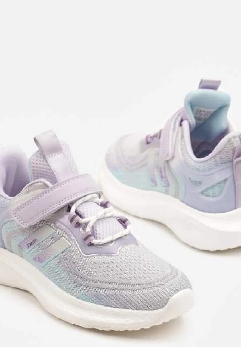 Szaro-Fioletowe Buty Sportowe Sneakersy z Ozdobnymi Paskami Neolina