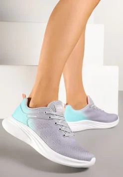 Szaro-Miętowe Buty Sportowe z Efektem Ombre na Podeszwie z Pianki Elanielia