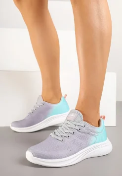 Szaro-Miętowe Buty Sportowe z Efektem Ombre na Podeszwie z Pianki Elanielia