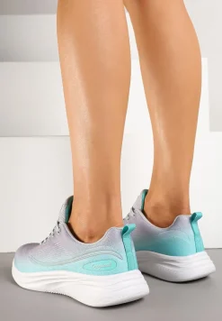 Szaro-Miętowe Buty Sportowe Sneakersy Siateczkowe na Podeszwie z Pianki Rellica