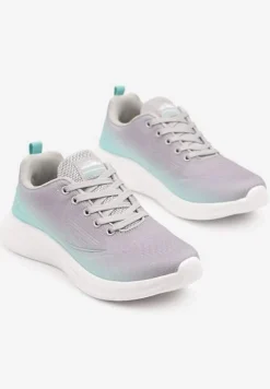Szaro-Miętowe Buty Sportowe Sneakersy Siateczkowe na Podeszwie z Pianki Rellica