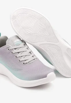 Szaro-Miętowe Buty Sportowe Sneakersy Siateczkowe na Podeszwie z Pianki Rellica