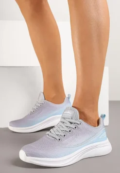 Szaro-Niebieskie Buty Sportowe Sneakersy Siateczkowe na Podeszwie z Pianki Rellica