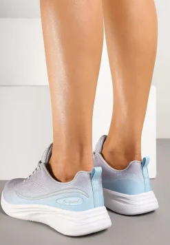 Szaro-Niebieskie Buty Sportowe Sneakersy Siateczkowe na Podeszwie z Pianki Rellica