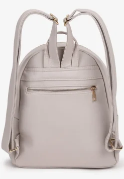 Szary Casualowy Plecak Ozdobiony Metalicznym Logo i Pikowaniem Jaloedi