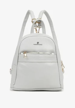 Szary Casualowy Plecak z Metaliczną Aplikacją i Regulowanymi Szelkami Haliriss