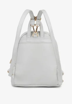 Szary Casualowy Plecak z Metaliczną Aplikacją i Regulowanymi Szelkami Haliriss