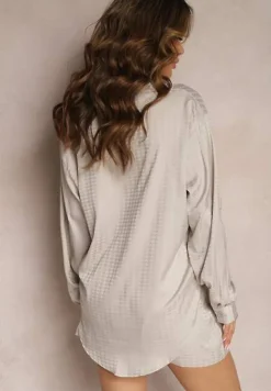 Szary 2-częściowy Komplet z Koszulą i Szortami Logsia