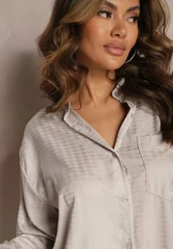 Szary 2-częściowy Komplet z Koszulą i Szortami Logsia