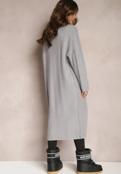 Szary Długi Kardigan Zapinany Rousalere