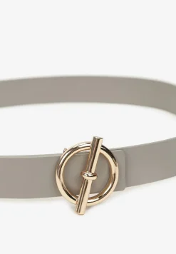 Szary Gładki Pasek z Okrągłą Sprzączką Verala