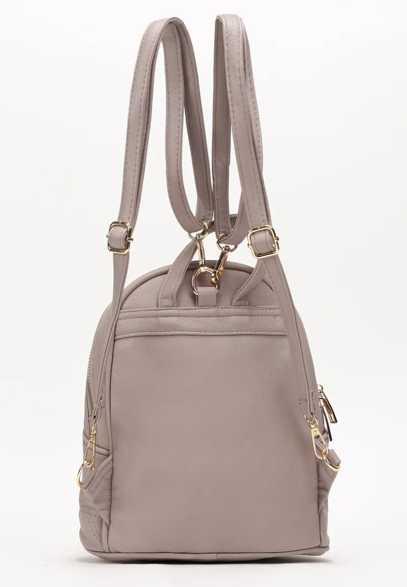 Szary Mały Plecak Miejski z Pikowaniem Skeralla