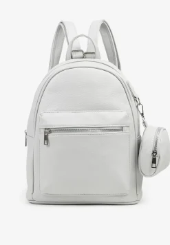 Szary Mały Plecak z Dodatkową Saszetką i Kieszenią z Suwakiem Pasianne
