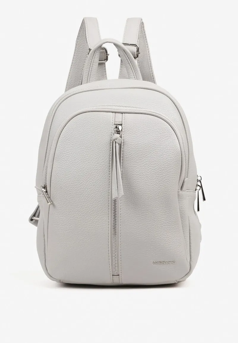 Szary Mały Plecak Zdobiony Suwakiem Nilzeri