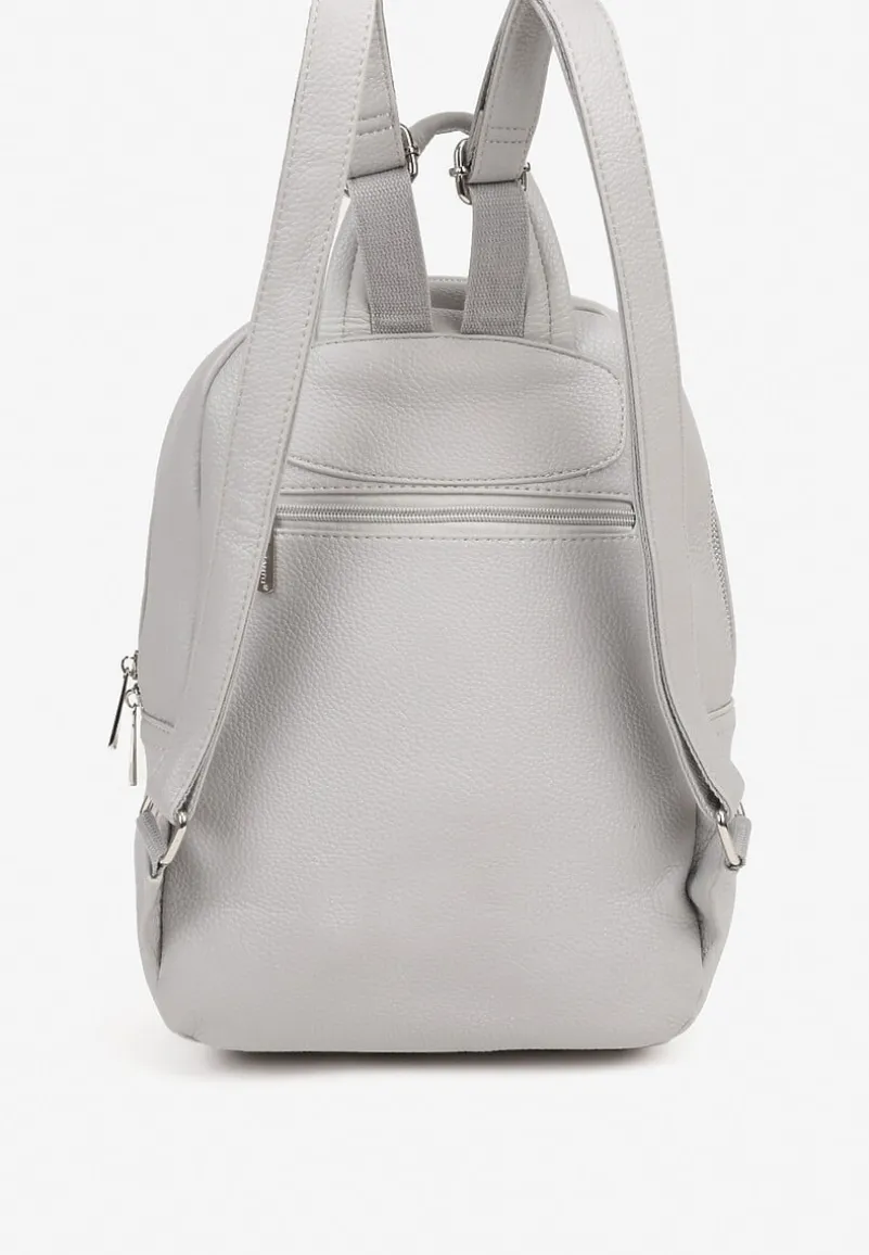 Szary Mały Plecak Zdobiony Suwakiem Nilzeri