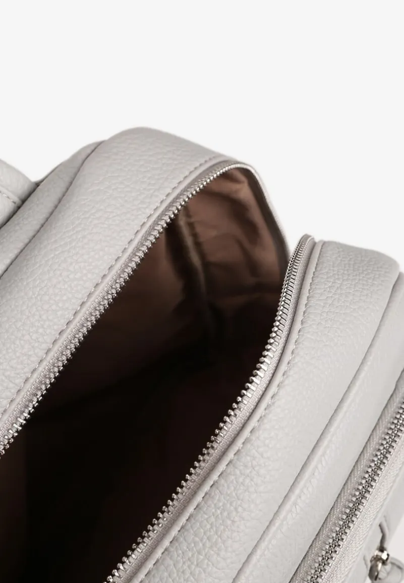 Szary Mały Plecak Zdobiony Suwakiem Nilzeri