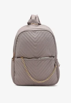 Szary Pikowany Plecak Miejski z Łańcuszkiem Azurix