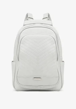 Szary Pikowany Plecak z Metaliczną Aplikacją Paselitia
