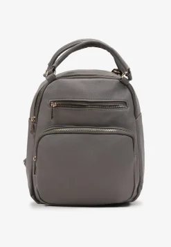 Szary Plecak Miejski z Trzema Zasuwanymi Kieszeniami Hermonitta