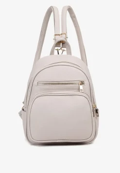 Szary Plecak na Suwak Wykończony Regulowanymi Odpinanymi Paskami Nelda