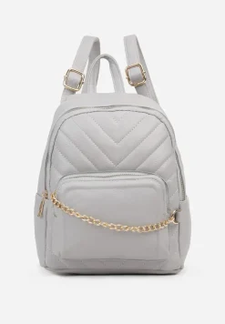 Szary Plecak Ozdobiony Łańcuszkiem i Pikowaniem Kolaggia