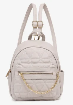 Szary Plecak Ozdobiony Pikowaniem i Łańcuszkiem z Regulowanymi Odpinanymi Paskami Nelanise