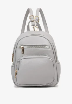Szary Plecak Ozdobiony Suwakami z Odpinanymi Paskami z Regulacją Nelmira