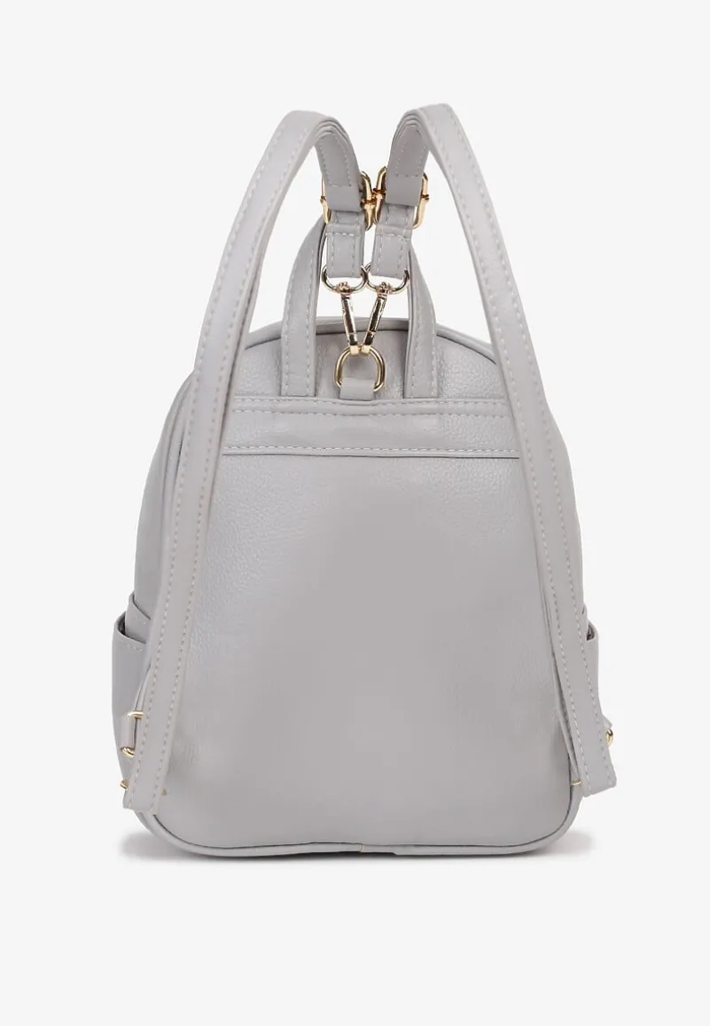 Szary Plecak Ozdobiony Suwakami z Odpinanymi Paskami z Regulacją Nelmira