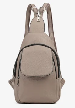 Szary Plecak z Dwoma Komorami Ozdobiony Klapą Nanovela