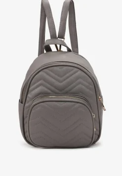 Szary Plecak ze Skośnym Pikowaniem na Regulowanych Szelkach Raikowa