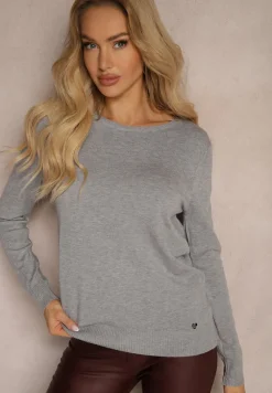 Szary Sweter o Klasycznym Kroju Irilians