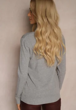 Szary Sweter o Klasycznym Kroju Irilians