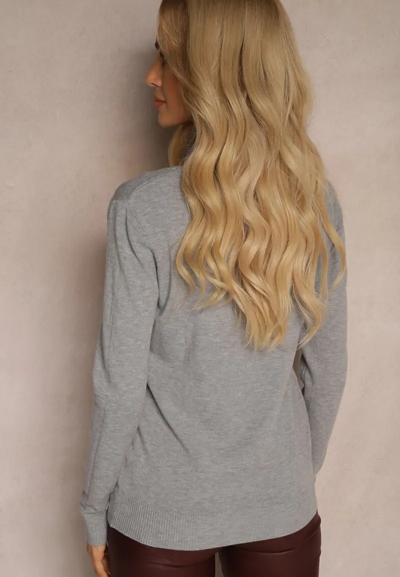 Szary Sweter o Klasycznym Kroju Irilians