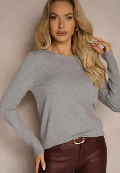 Szary Sweter o Klasycznym Kroju Irilians