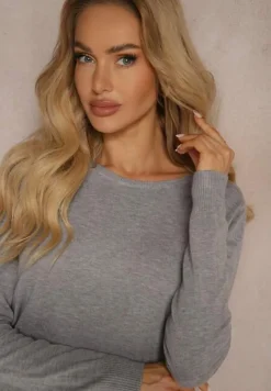 Szary Sweter o Klasycznym Kroju Irilians