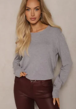 Szary Sweter z Kaszmirem i Wełną o Prostym Pudełkowym Kroju Daisellea