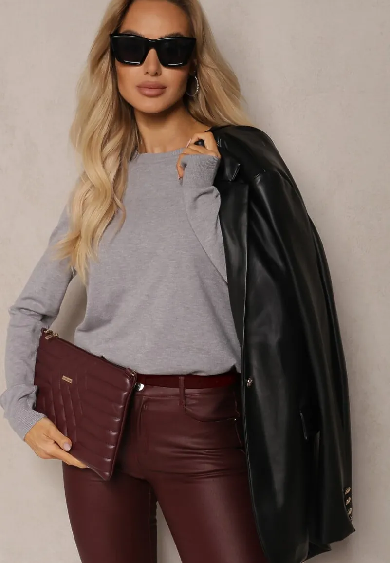 Szary Sweter z Kaszmirem i Wełną o Prostym Pudełkowym Kroju Daisellea