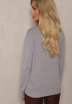 Szary Sweter z Kaszmirem i Wełną o Prostym Pudełkowym Kroju Daisellea