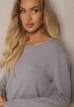 Szary Sweter z Kaszmirem i Wełną o Prostym Pudełkowym Kroju Daisellea