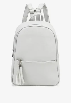 Szary Trapezowy Plecak z Suwakiem z Frędzlami Idassea