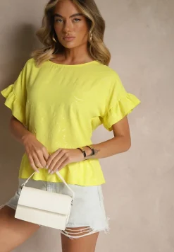 Żółta Bluzka Oversize Ozdobiona Falbanami Liriele