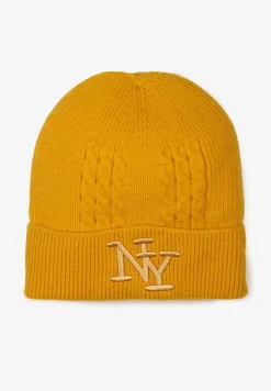 Żółta Czapka Beanie z Ozdobnymi Literami z Przodu Fetture