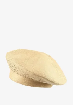 Żółta Czapka Beret z Kryształkami i Kaszmirem Elandorin