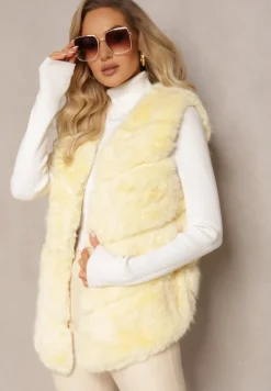 Żółta Kamizelka z Futerkiem i Przeszyciami Iraau