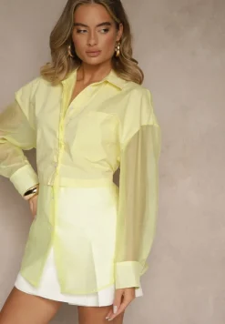 Żółta Koszula Ozdobiona Przezroczystymi Rękawami Tilaria